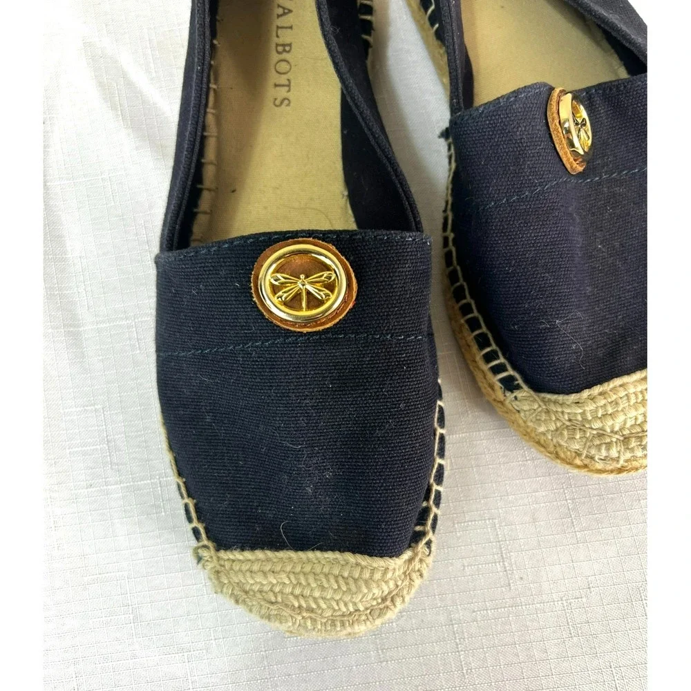 Talbots Dragonfly Espadrille Flats Blue Canvas Round Toe‎ SZ 7.5